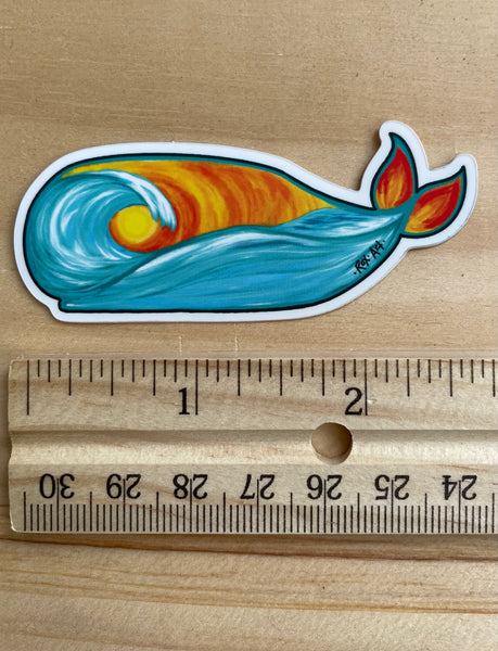 Small Sunset Whale Sticker